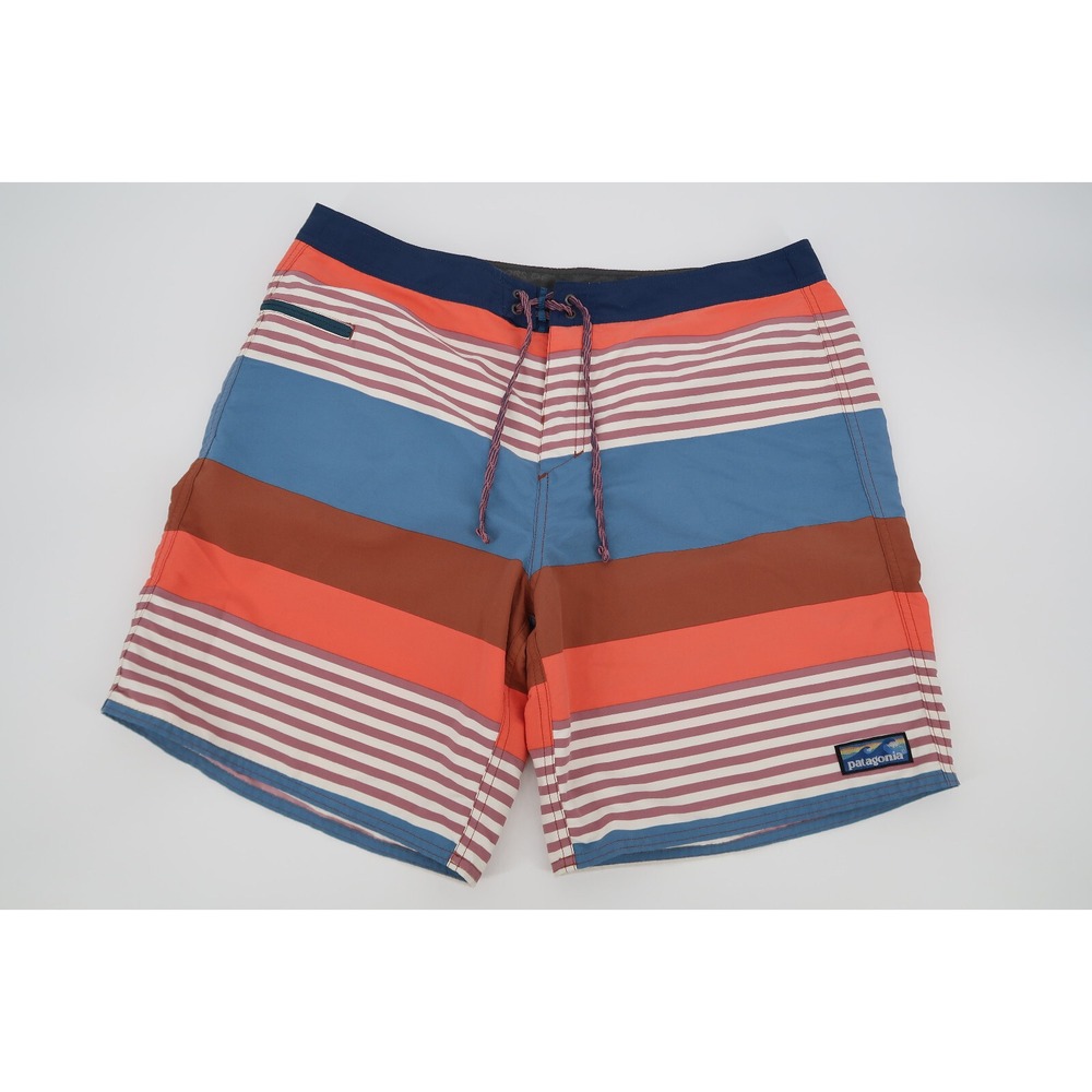 Patagonia Men's 34 Wavefarer Board Shorts Fitz Stripe Swim Nylon Surf Multicolor